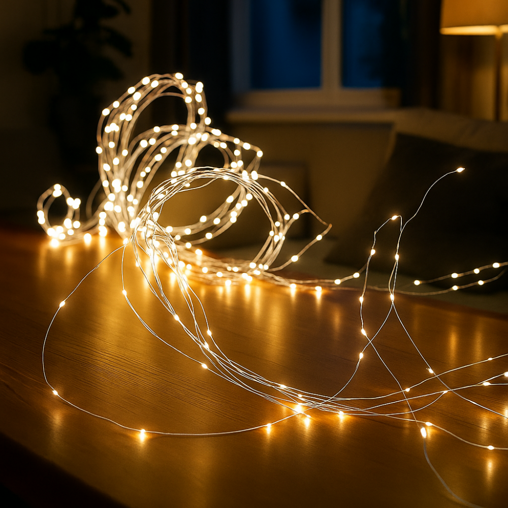 Гірлянда Кінський хвіст 3 м 20 ліній на 600 led лампочок на мідному дроті від мережі Жовта 1733015Y