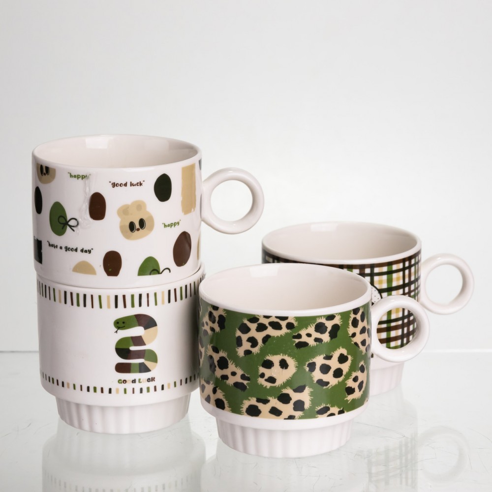 Набор чашек для чая и кофе на металлической подставке Lucky 4 (шт) по 300 (мл) подарочный набор фарфоровых чашек FM-16