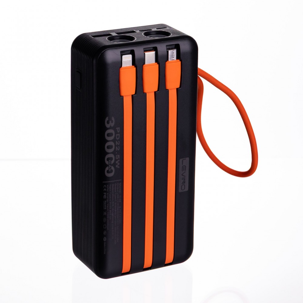 Повербанк с быстрой зарядкой с 3 шнурами 30000 mAh портативное зарядное устройство powerbank зарядка для телефона HP-N56