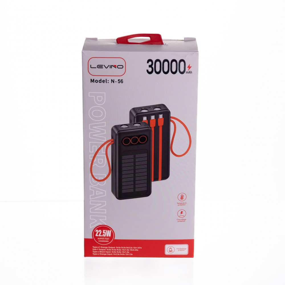 Повербанк с быстрой зарядкой с 3 шнурами 30000 mAh портативное зарядное устройство powerbank зарядка для телефона HP-N56