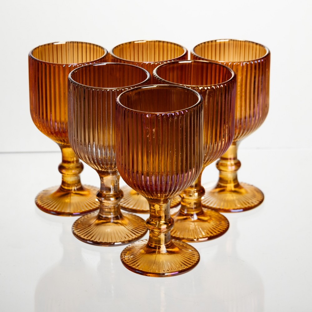Набор рюмок на ножке 6 штук 50 мл для крепких напитков стеклянные Янтарный Yiwu HP-19-206