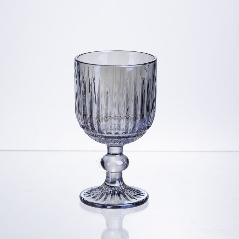 Набор бокалов для вина 6 штук по 220 мл ребристых из толстого стекла синий HP-19-238