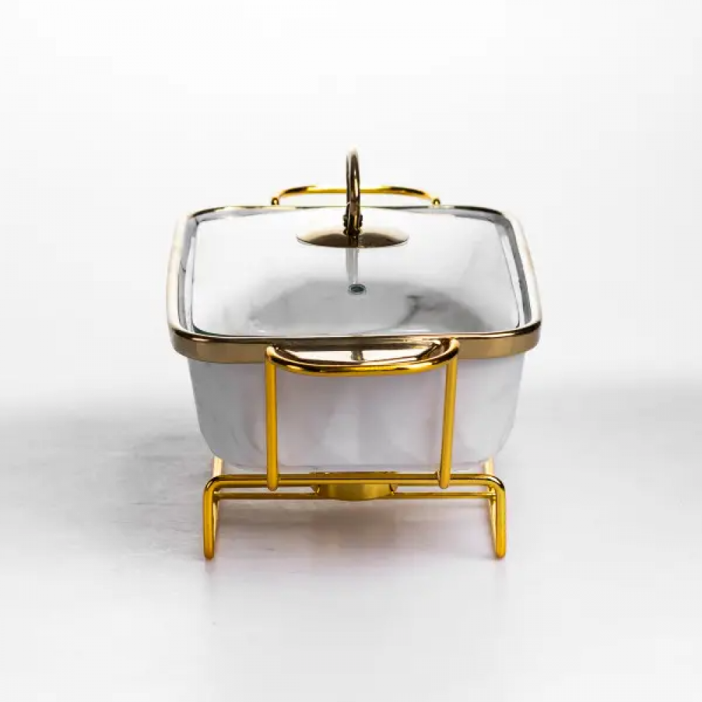 Мармитница фарфоровая 1 л на подставке с подогревом 31х16х11 см ML-77A-11