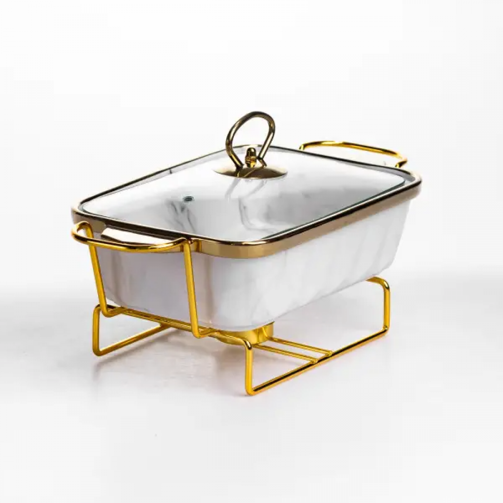 Мармитница фарфоровая 1 л на подставке с подогревом 31х16х11 см ML-77A-11