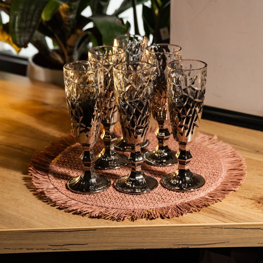 Набор бокалов для шампанского 6 штук 160 мл подарочные бокалы для шампанского на ножке фужеры для игристых вин Серый HP-19-180