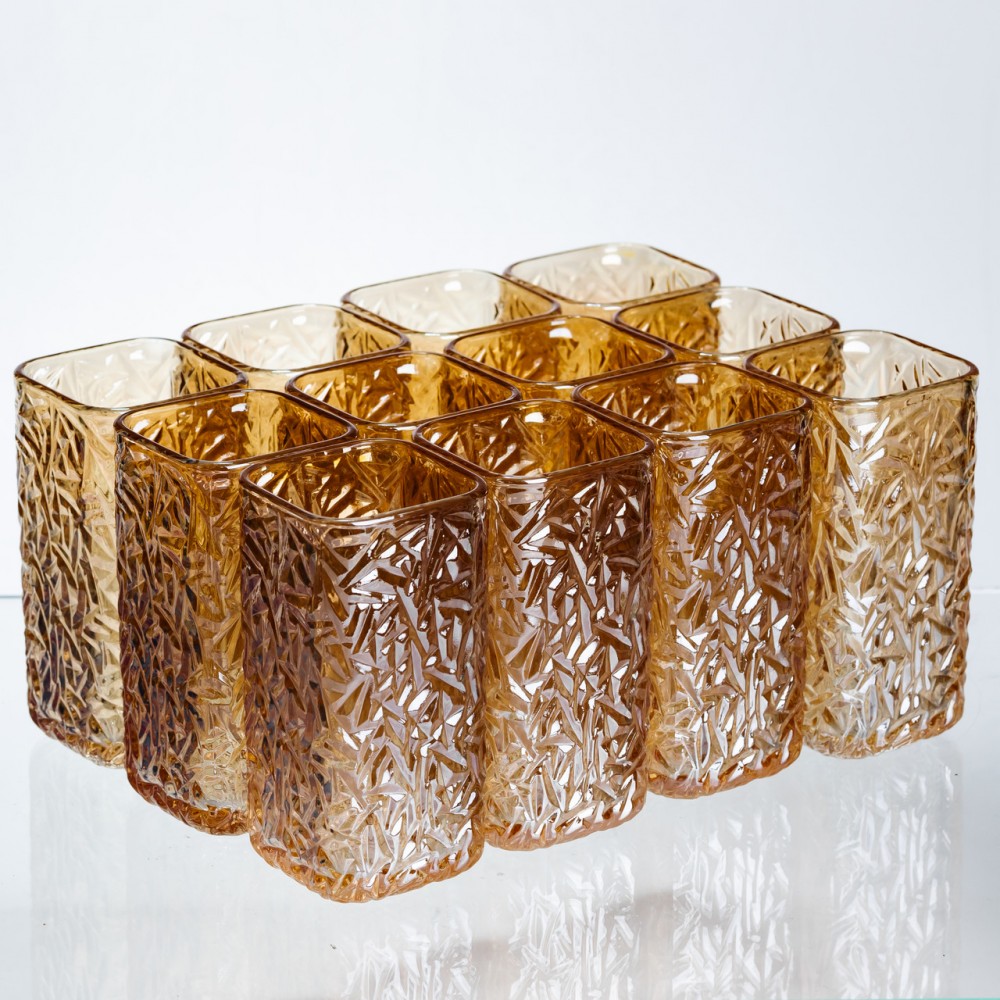 Набор стаканов для напитков Matrix Glass 12 штук по 245 мл коричневый HP-17-48