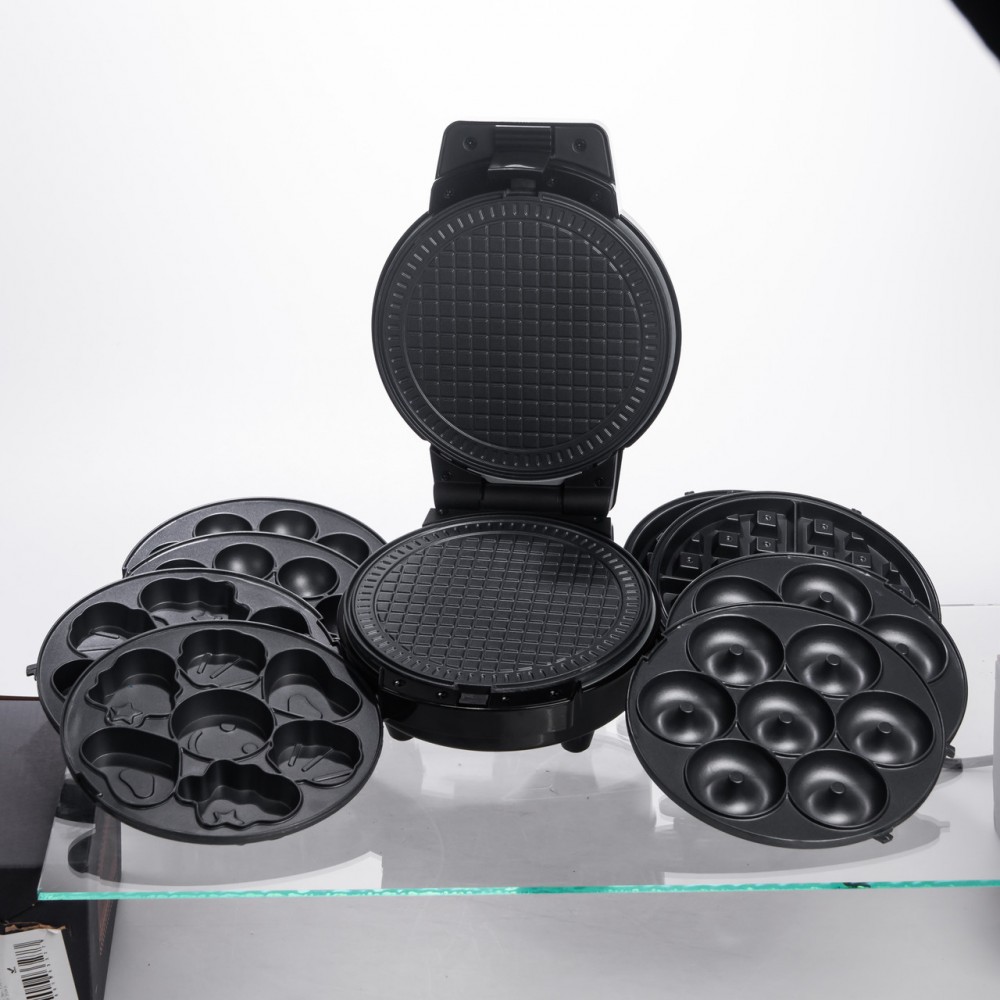 Мультипекар Sokany SK-08105 5 в 1 600 Вт з антипригарними панелями: для вафель, коржів, пончиків, горішків, фігурного печива