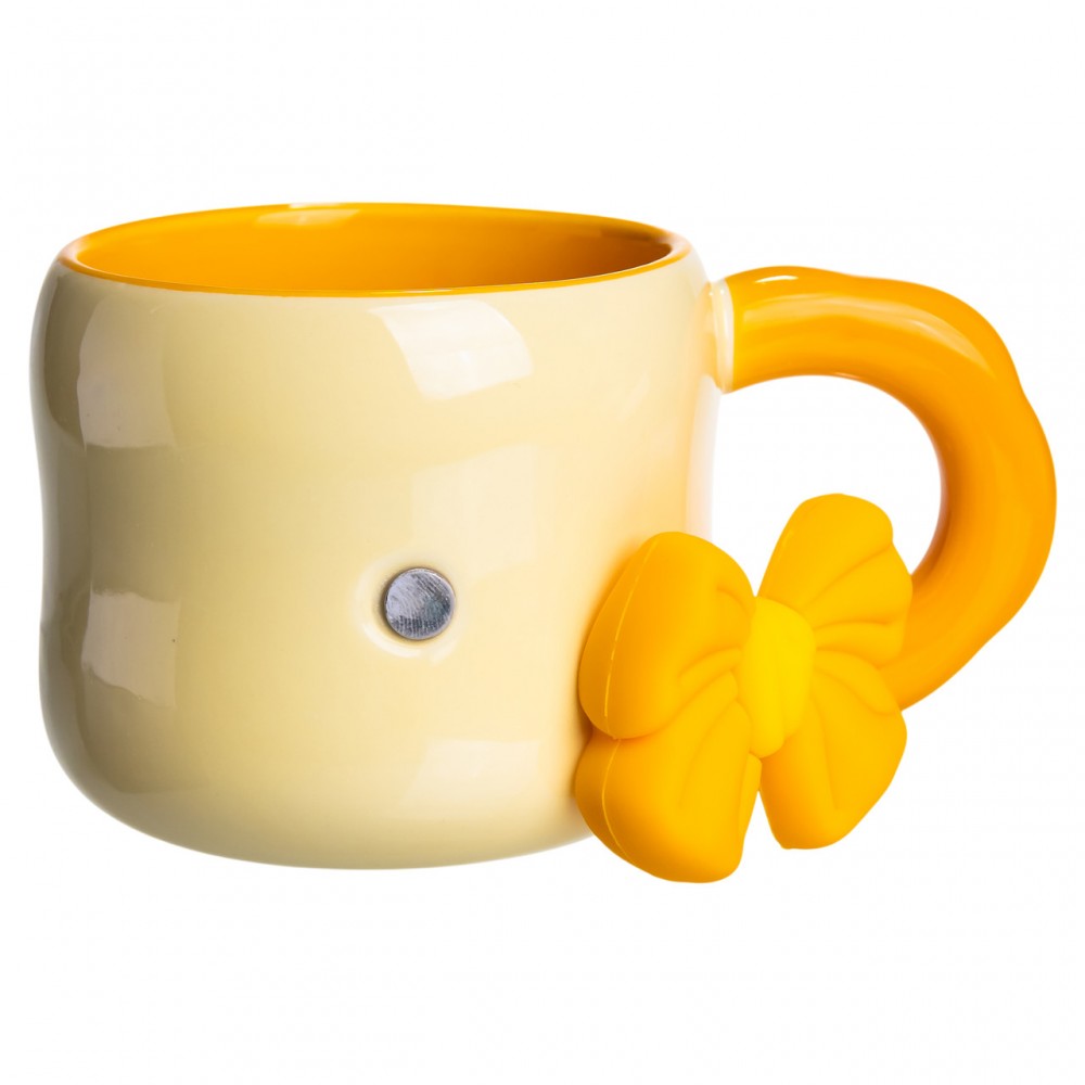 Чашка фарфоровая с магнитом Бант 400 (мл) подарочная кружка прикольная чашка для детей на подарок Бежевый с желтым FM-52A