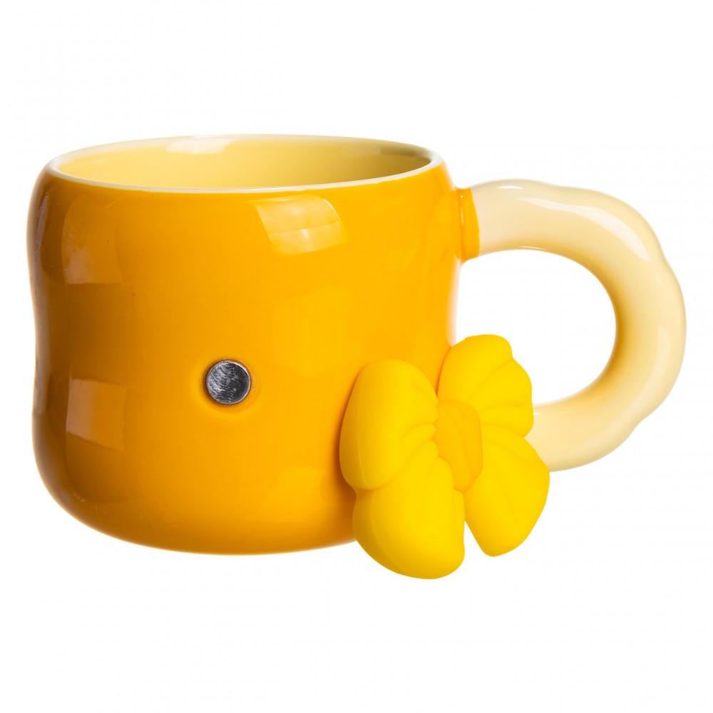 Чашка фарфоровая с магнитом Бант 400 (мл) подарочная кружка прикольная чашка для детей на подарок Желтый с бежевым FM-52B