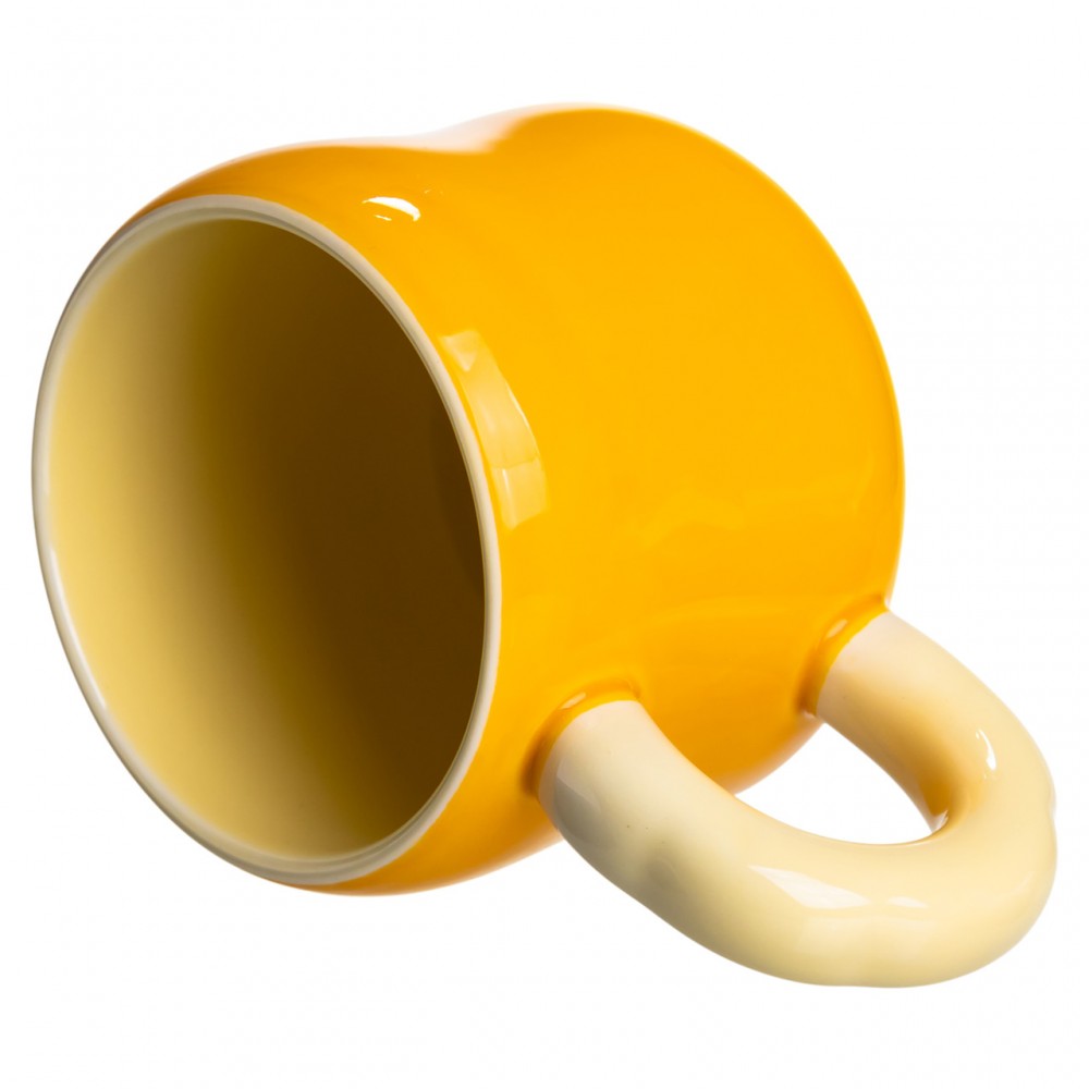 Чашка фарфоровая с магнитом Бант 400 (мл) подарочная кружка прикольная чашка для детей на подарок Желтый с бежевым FM-52B