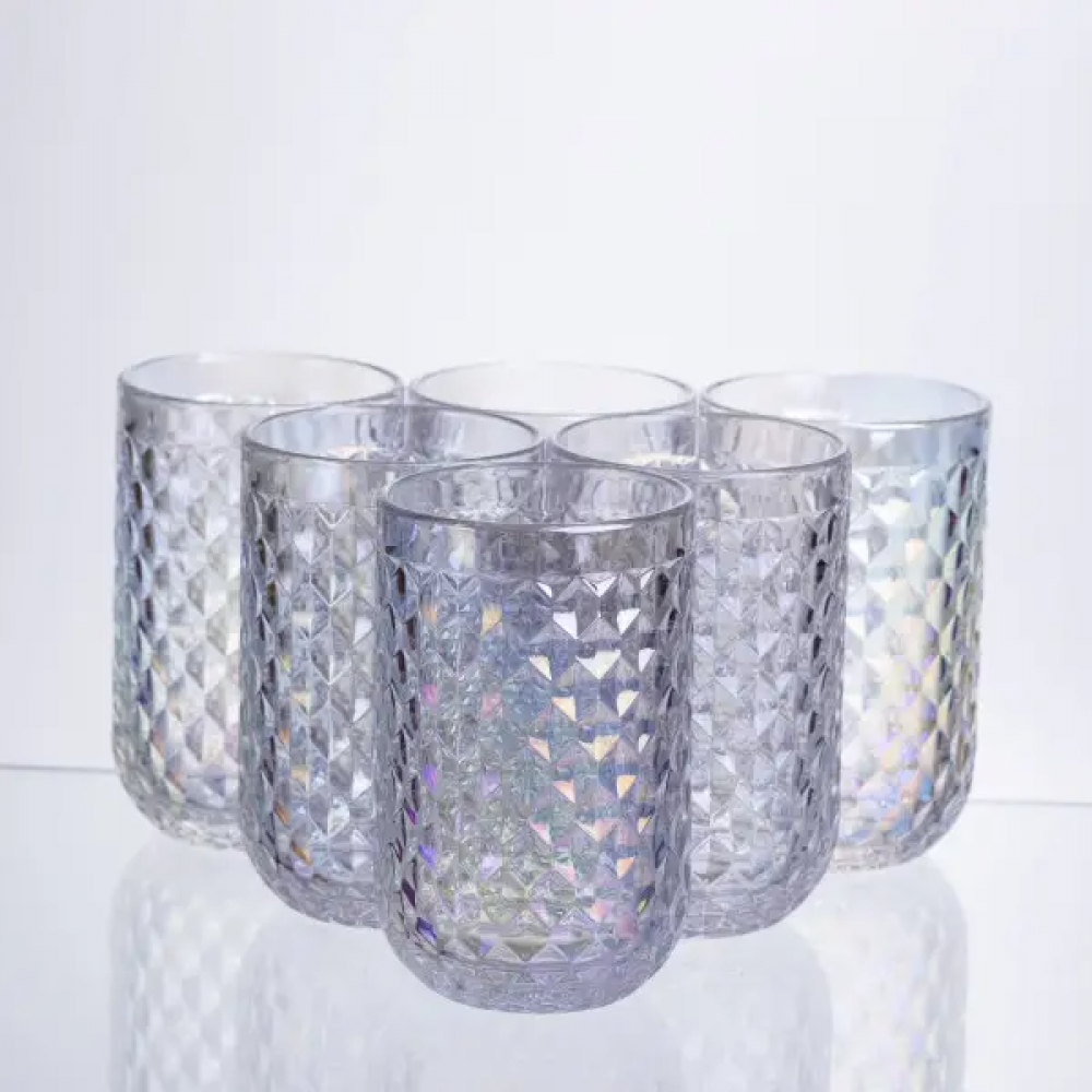 Набор стаканов 6 штук по 400 мл из толстого стекла рельефные rainbow HP-19-255