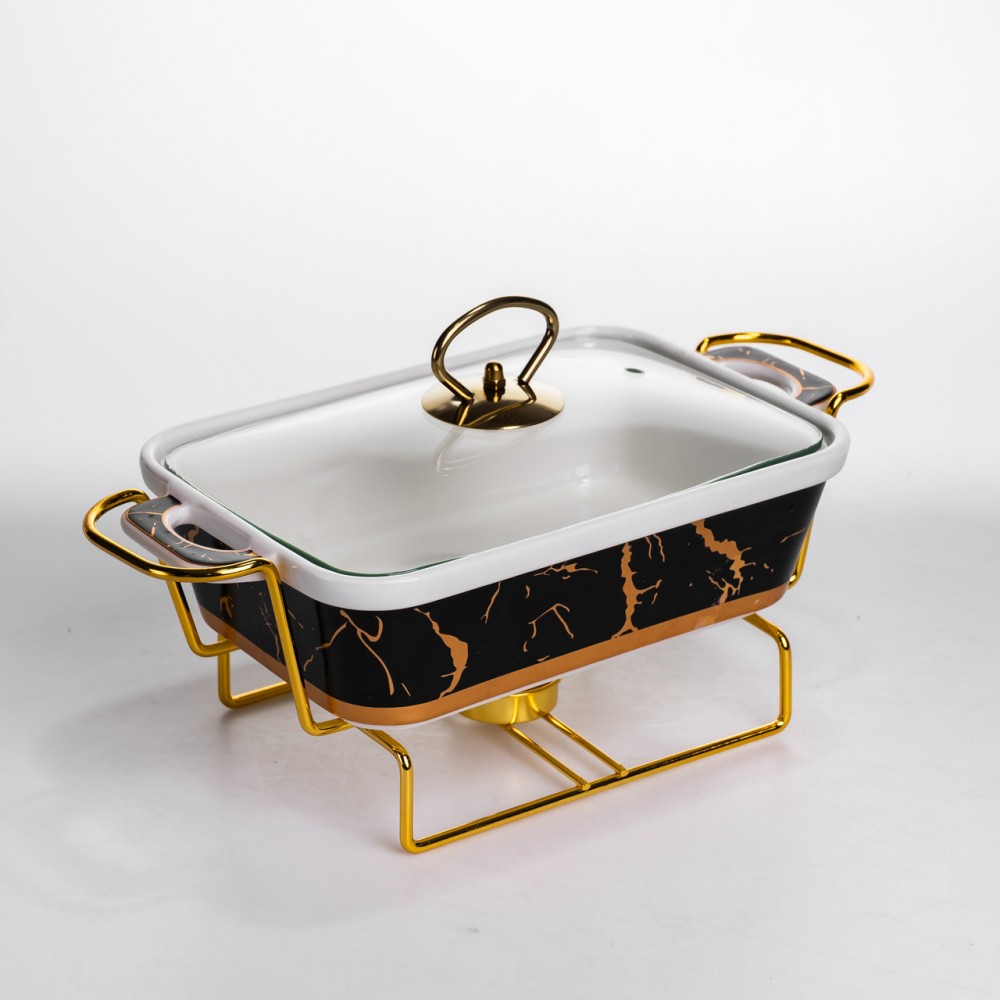 Мармит настольный прямоугольный с подогревом 31х16х11 см керамический на подставке с крышкой ML438-11