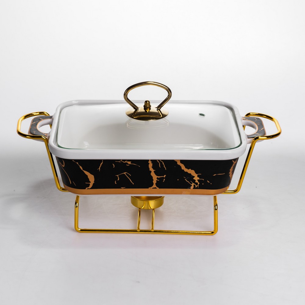 Мармит настольный прямоугольный с подогревом 31х16х11 см керамический на подставке с крышкой ML438-11