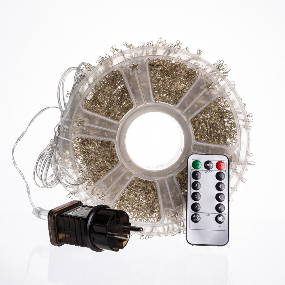 Новогодняя гирлянда комнатная роса Хвойная лапа 50 м 1500 LED белый провод Желтое сияние D1500L50MWY