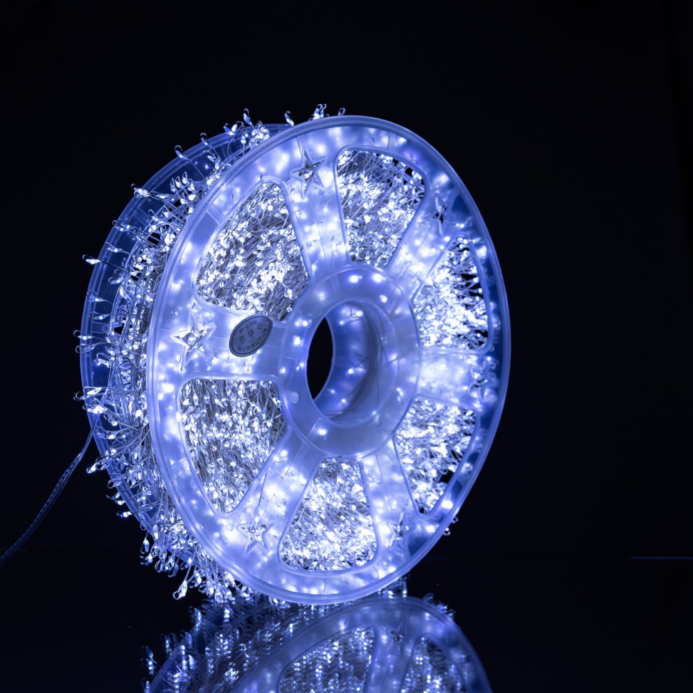 Новогодняя гирлянда комнатная роса Хвойная лапа 50 м 1500 LED зеленый провод Белое сияние D1500L50MGW