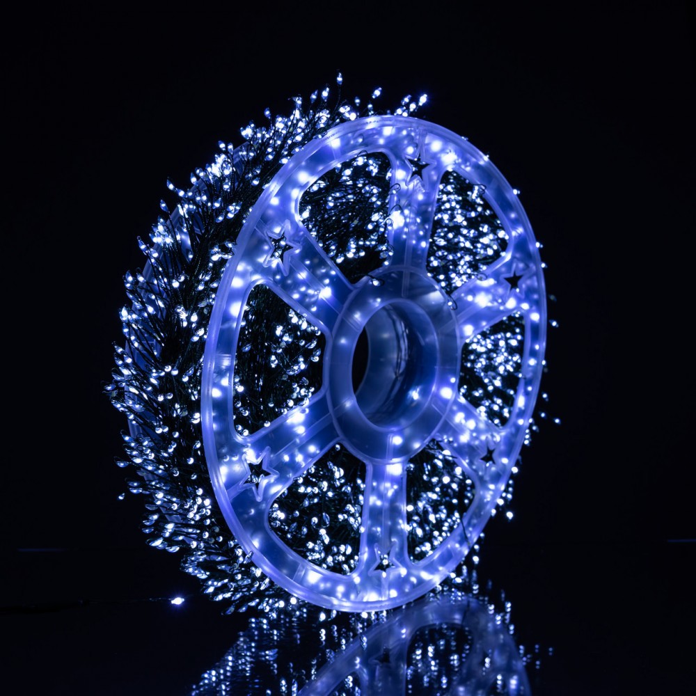 Новогодняя гирлянда комнатная роса Хвойная лапа 50 м 1500 LED зеленый провод Белое сияние D1500L50MGW