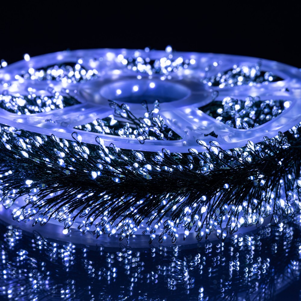 Новогодняя гирлянда комнатная роса Хвойная лапа 50 м 1500 LED зеленый провод Белое сияние D1500L50MGW