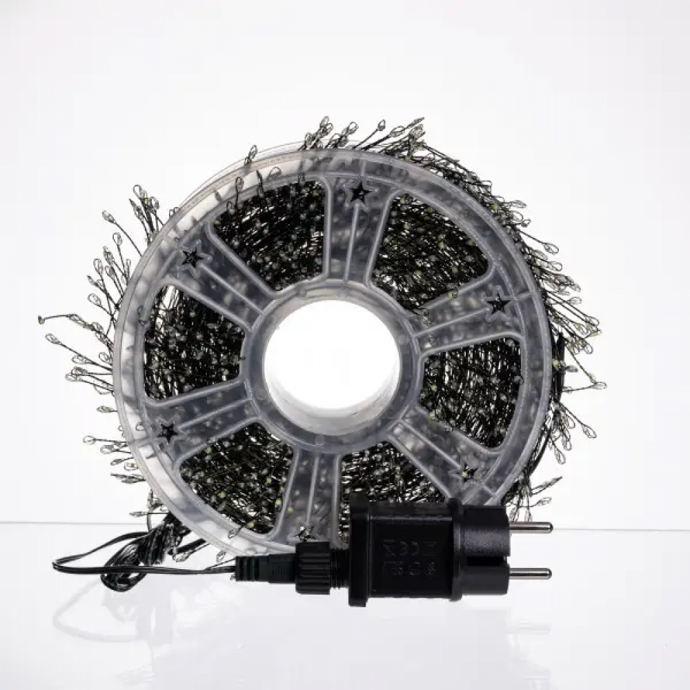 Новогодняя гирлянда комнатная роса Хвойная лапа 50 м 1500 LED зеленый провод Синее сияние D1500L50MGBL