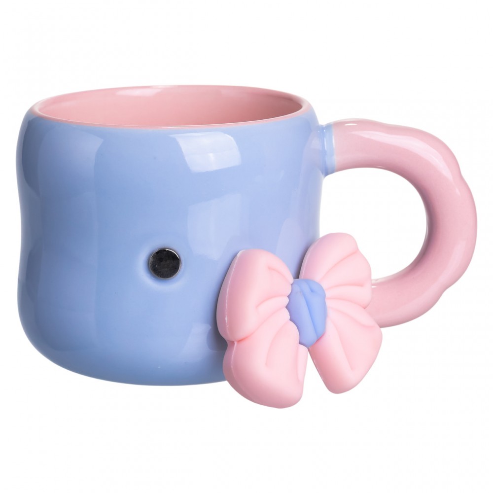 Чашка фарфоровая с магнитом Бант 400 (мл) подарочная кружка прикольная чашка для детей на подарок Голубой с розовым FM-52D