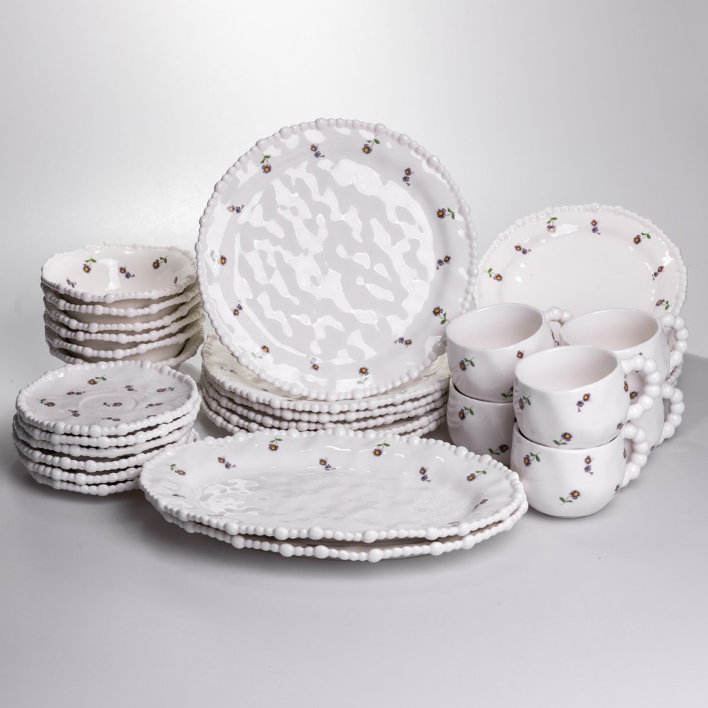 Столовый набор посуды тарелок и чашек 32 предмета на 6 персон Pearl фарфоровый YY78-4A