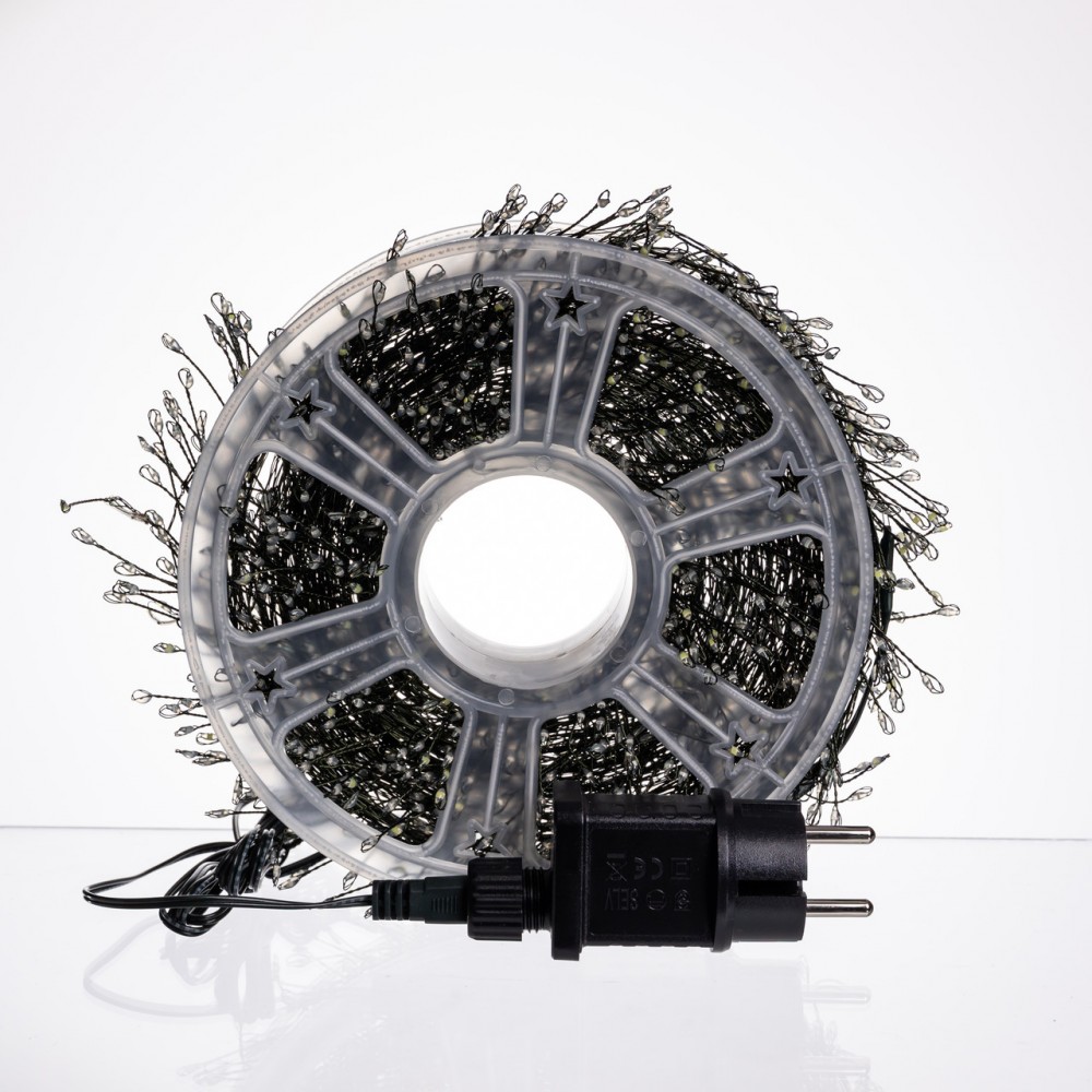 Новогодняя гирлянда Хвойная лапа комнатная роса 100 м 3000 LED зеленый провод Синее сияние D3000L100MGBL