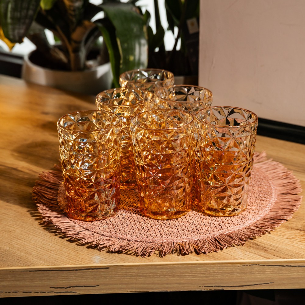 Набор стеклянных стаканов 6 штук 350 мл Золотистый Yiwu HP-19-191