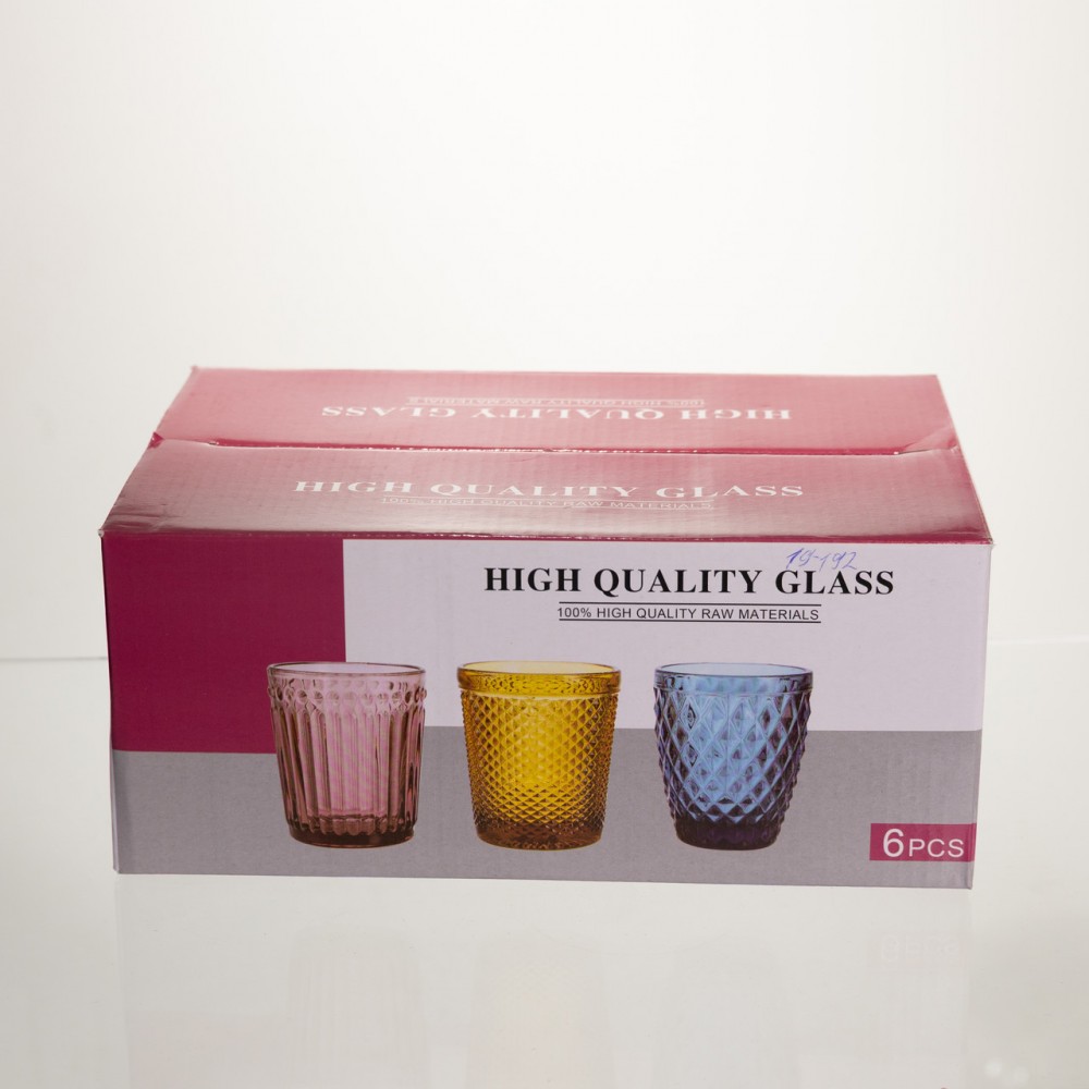 Набор стеклянных стаканов 6 штук 250 мл для напитков Золотистый Yiwu HP-19-192