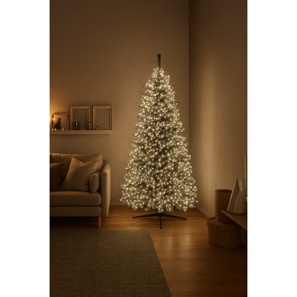 Новогодняя гирлянда Хвойная лапа 100 м 3000 LED белый провод Белое сияние D3000L100MWW