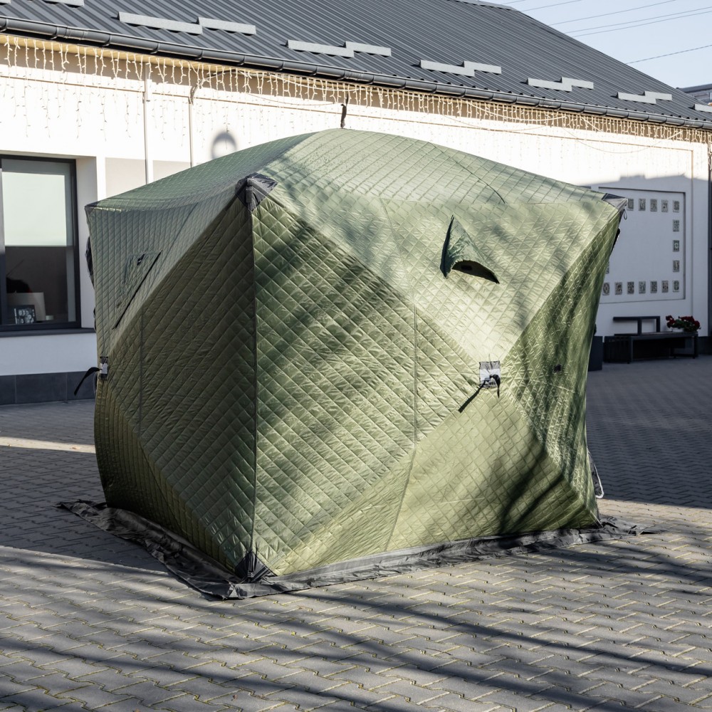 Палатка зимняя утепленная "Куб" 4-х местная LUGI (210х210х210), Зимняя палатка для рыбака туризма кемпинга и путешествий Хаки LU-BD21