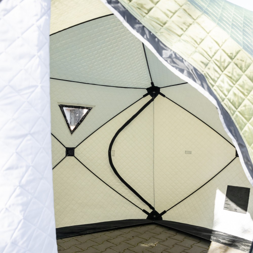 Палатка зимняя утепленная "Куб" 4-х местная LUGI (210х210х210), Зимняя палатка для рыбака туризма кемпинга и путешествий Хаки LU-BD21