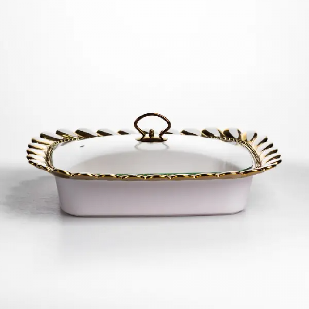 Мармитница фарфоровая Tiffany 2 л квадратная на металлической подставке 38х30х7 см SX42-3