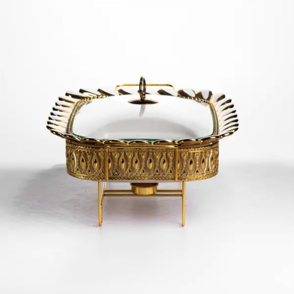 Мармитница фарфоровая Tiffany 2 л квадратная на металлической подставке 38х30х7 см SX42-3