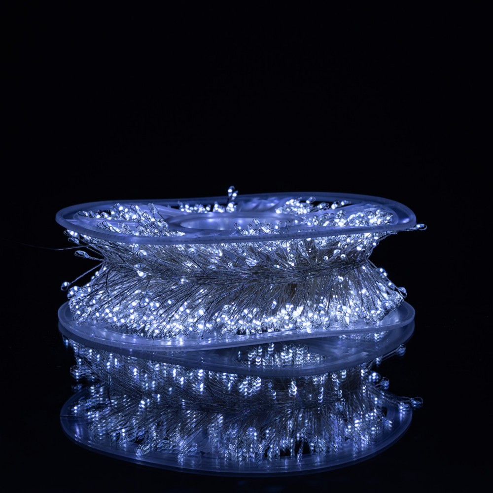 Новогодняя гирлянда комнатная роса Хвойная лапа 50 м 1500 LED белый провод Белое сияние D1500L50MWW