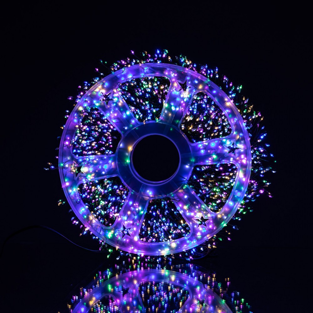 Новогодняя гирлянда комнатная роса 100 м 3000 LED Хвойная лапа зеленый провод Мультиколор D3000L100MGML