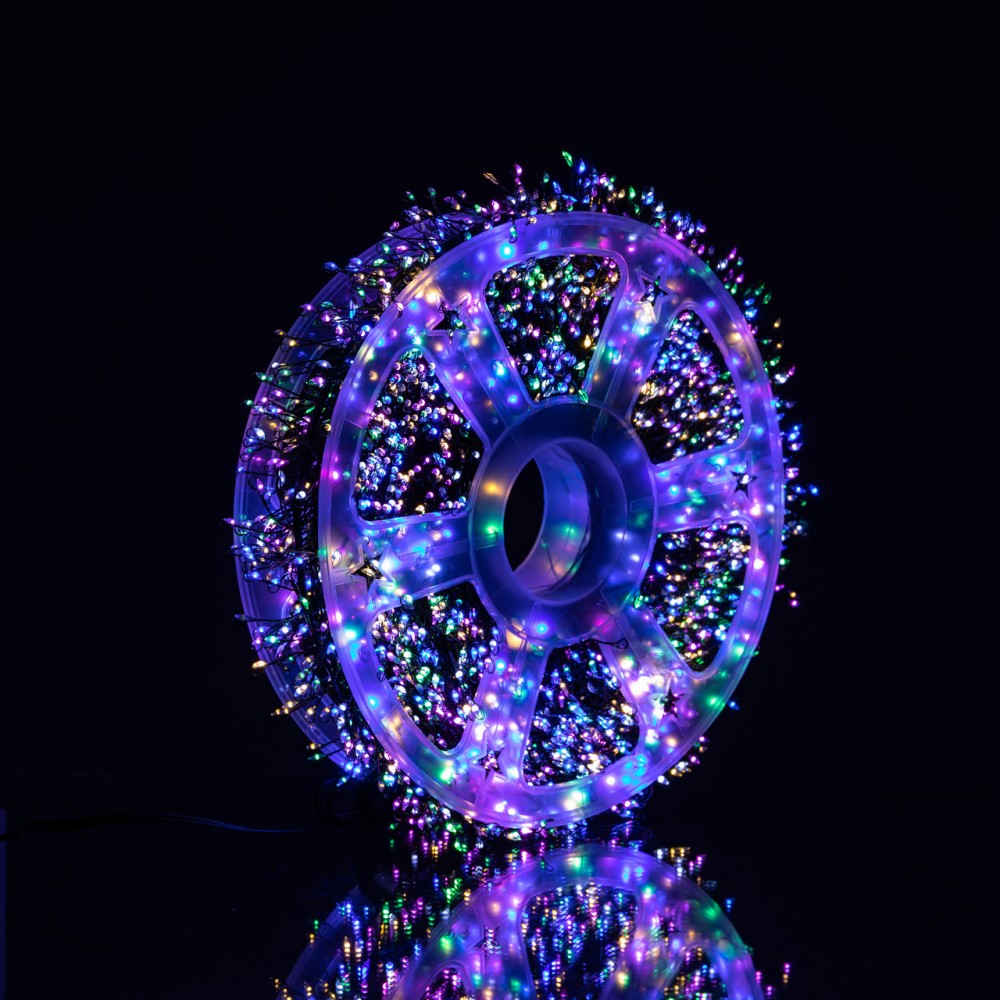 Новогодняя гирлянда комнатная роса 100 м 3000 LED Хвойная лапа зеленый провод Мультиколор D3000L100MGML