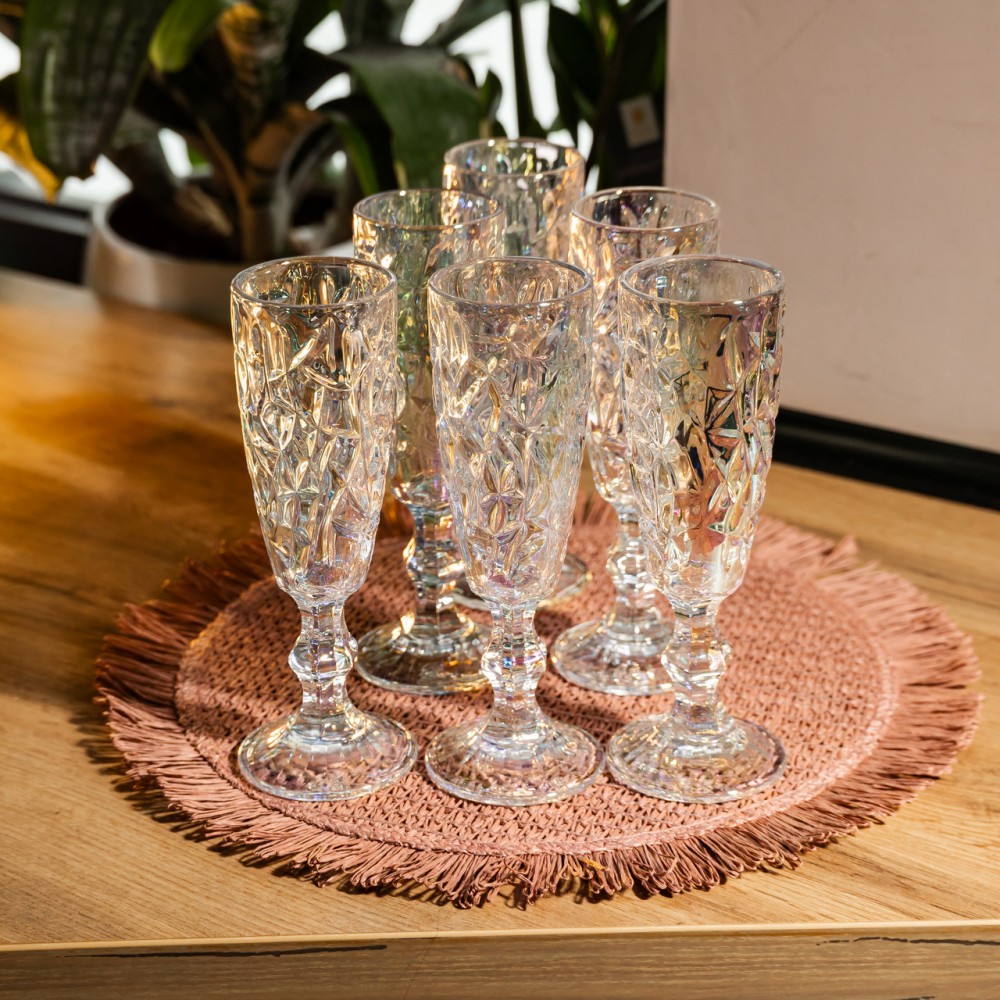 Набор бокалов для шампанского 6 штук 160 мл подарочные бокалы для шампанского на ножке фужеры для игристых вин HP-19-172