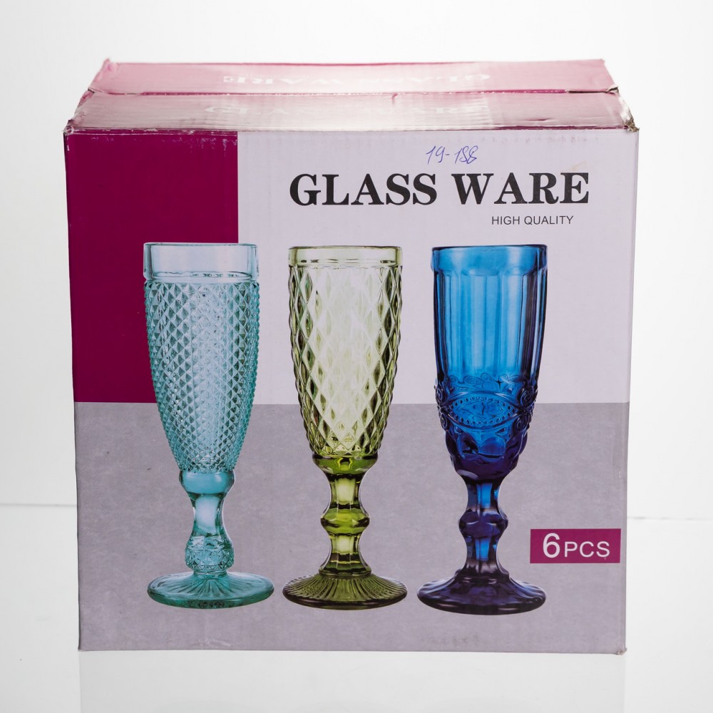 Набор бокалов для шампанского 6 штук 160 мл на ножке Yiwu HP-19-188