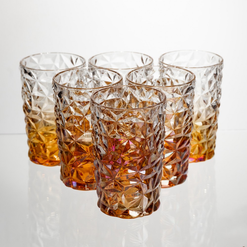 Набор стеклянных стаканов 6 штук 350 мл Золотистый Yiwu HP-19-191