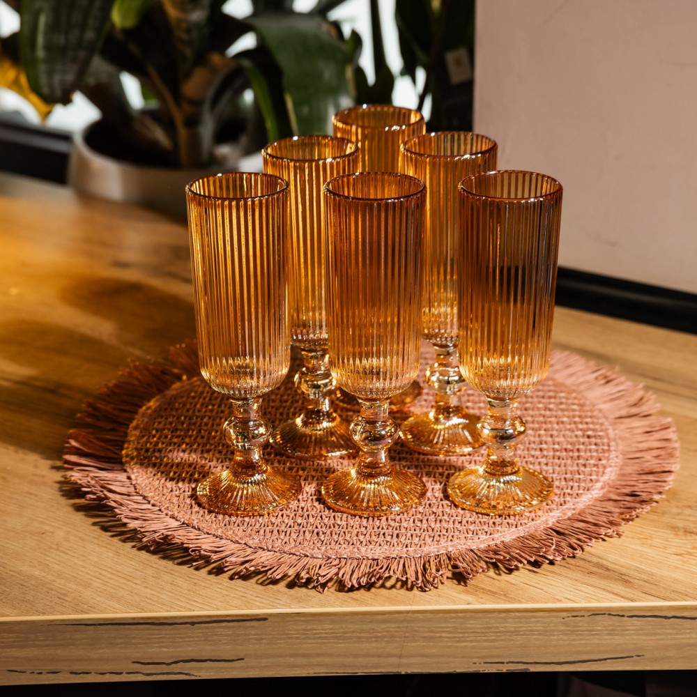 Набор бокалов для шампанского 6 штук 160 мл на ножке Коричневый Yiwu HP-19-200