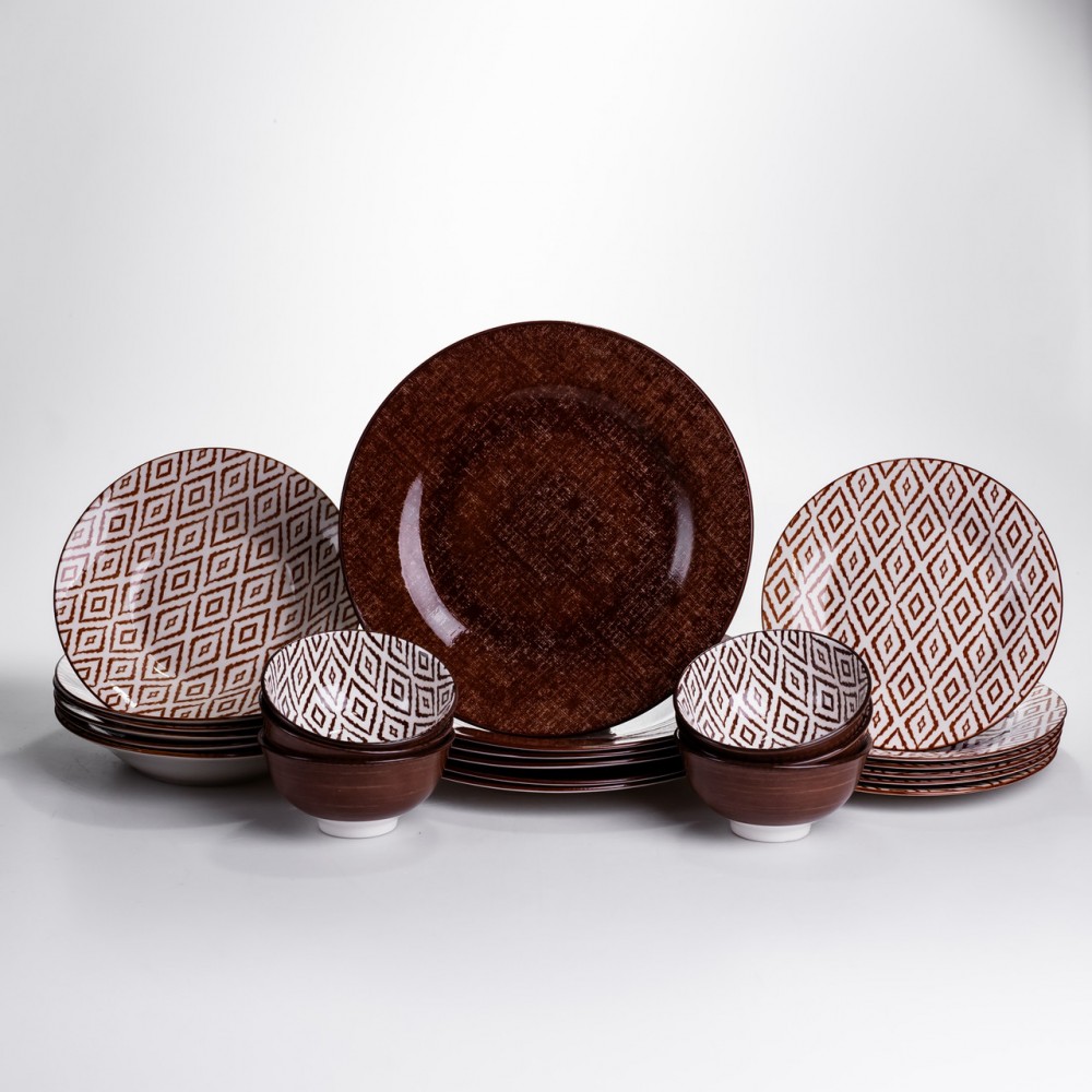 Столовый сервиз на 6 персон 24 предмета фарфоровый HP-HK-A10 Коричневый