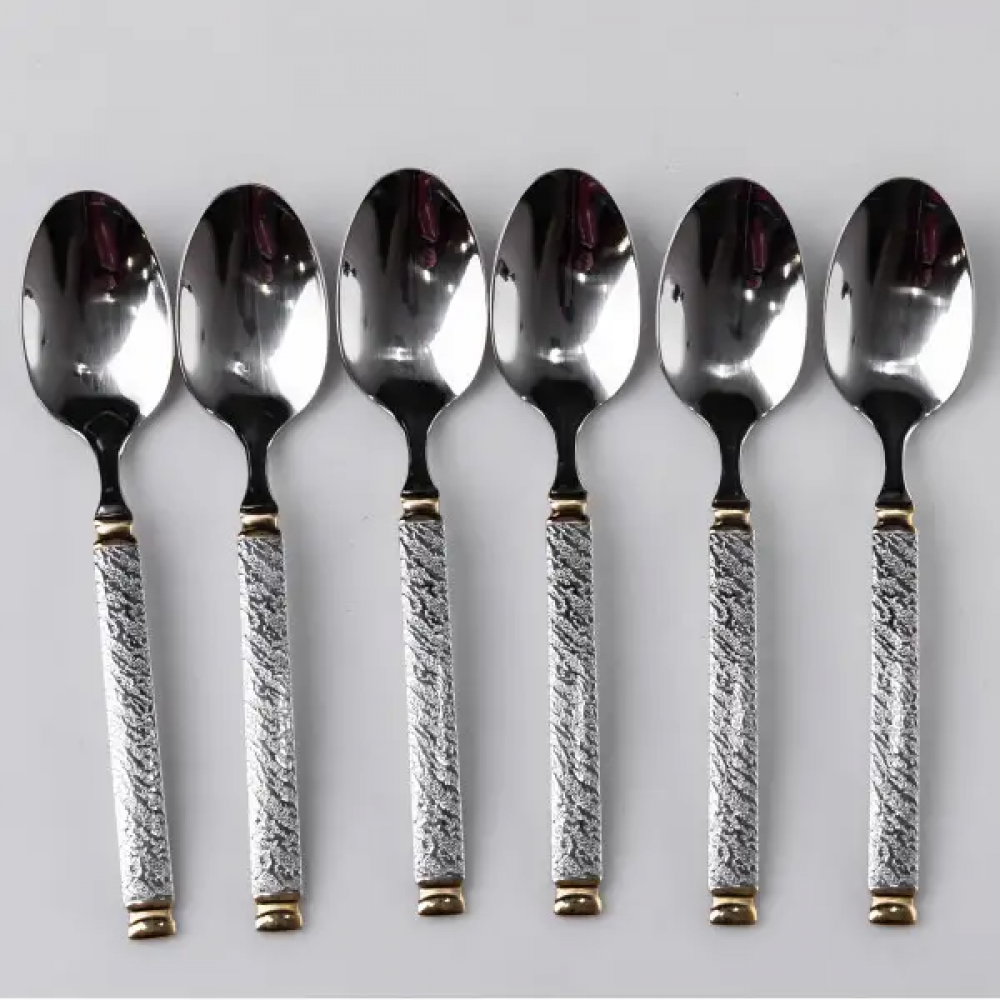 Набор чайных ложек 6 штук из нержавеющей стали 14.5 см ложки десертные глянцевая полировка столовые приборы HP-16978-07