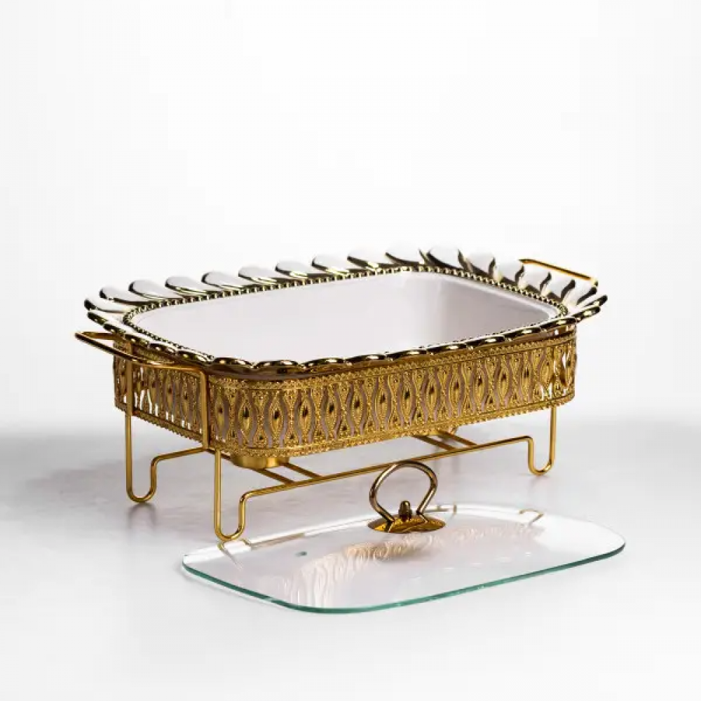 Мармитница фарфоровая Tiffany 1.5 л квадратная подставке с подогревом 34х26х7 см SX42-2