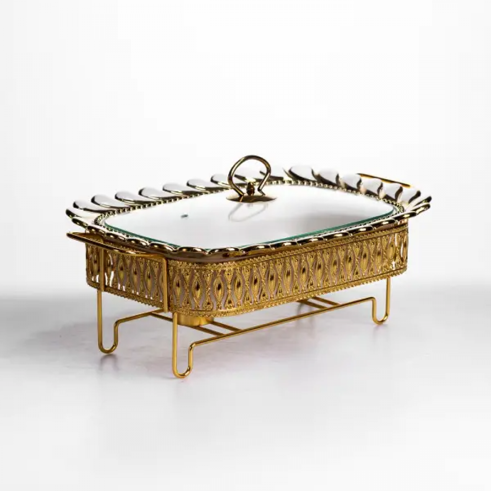 Мармитница фарфоровая Tiffany 1.5 л квадратная подставке с подогревом 34х26х7 см SX42-2