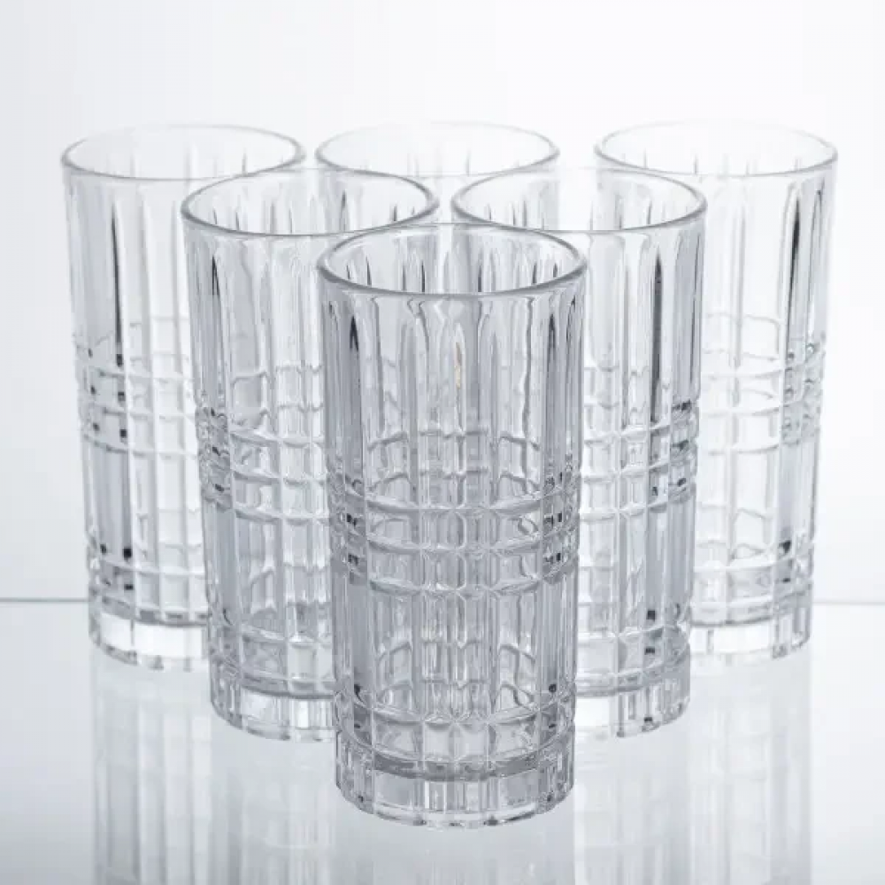 Набор стаканов Geometric Glass 6 штук по 300 мл с рельефным узором HP-17-3