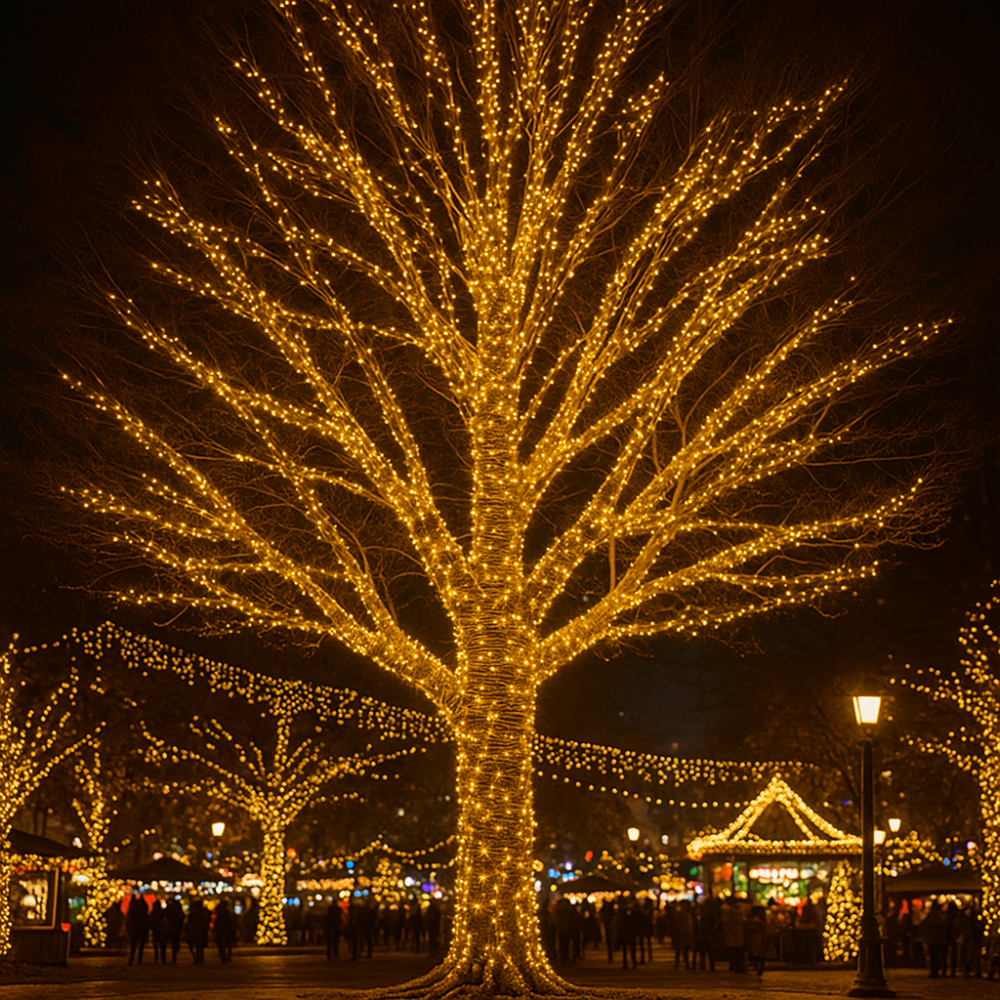 Гирлянда Рождественская фея уличная 100 м 1000 LED белый провод Желтый CF1000L100MWY