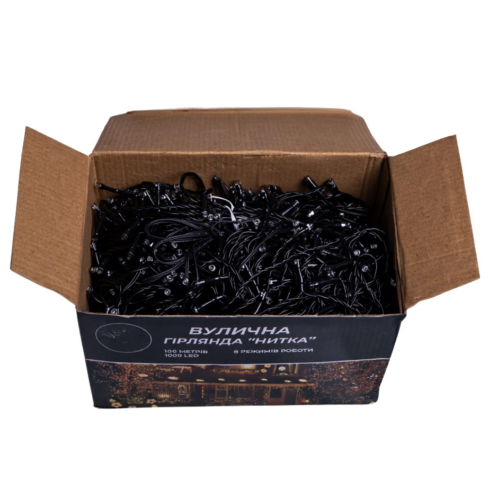 Гірлянда Різдвяна фея вулична 100 (м) 1000 LED чорний провід Синій CF1000L100MBBL