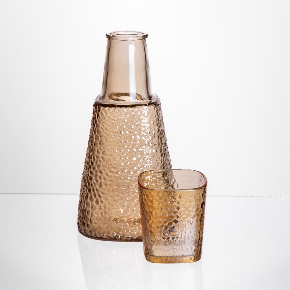 Кувшин 1 литр со стаканом 1 (шт) по 200 (мл) графин для компота сока воды лимонада кувшин для напитков Коричневый HP-19-PYF-4