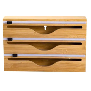 Бамбуковий органайзер для харчової плівки та фольги з різаком 33,5×21,5×7,5 (см) HP-BYM