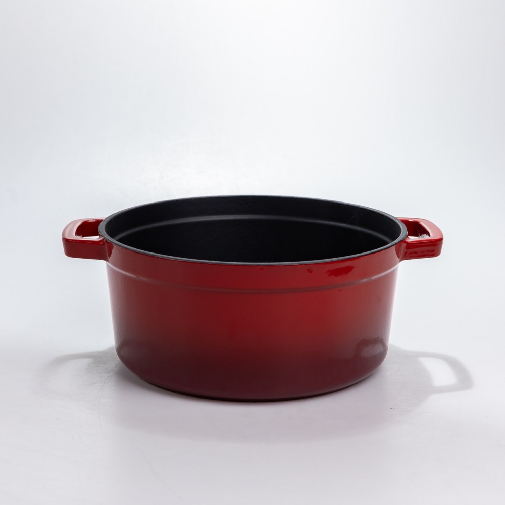 Кастрюля чугунная 4.5 л эмалированная с крышкой посуда для тушения запекания томления кухонная Красная HP-1-19-RED