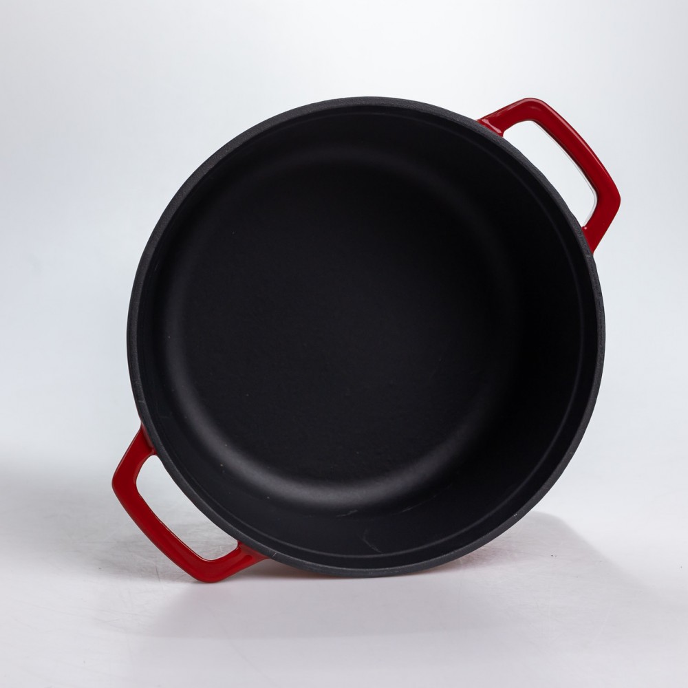 Кастрюля чугунная 4.5 л эмалированная с крышкой посуда для тушения запекания томления кухонная Красная HP-1-19-RED